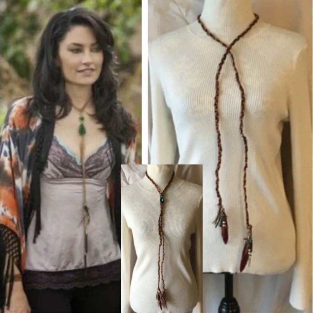 SOLD—Witches of East End Wendy's Boho Leather Lariat Necklace Handmade Replica - Picture 1 of 15